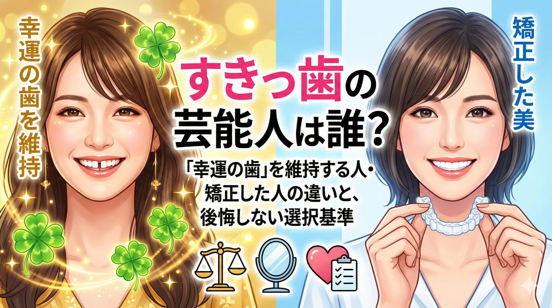 すきっ歯の芸能人は誰？「幸運の歯」を維持する人・矯正した人の違いと、後悔しない選択基準